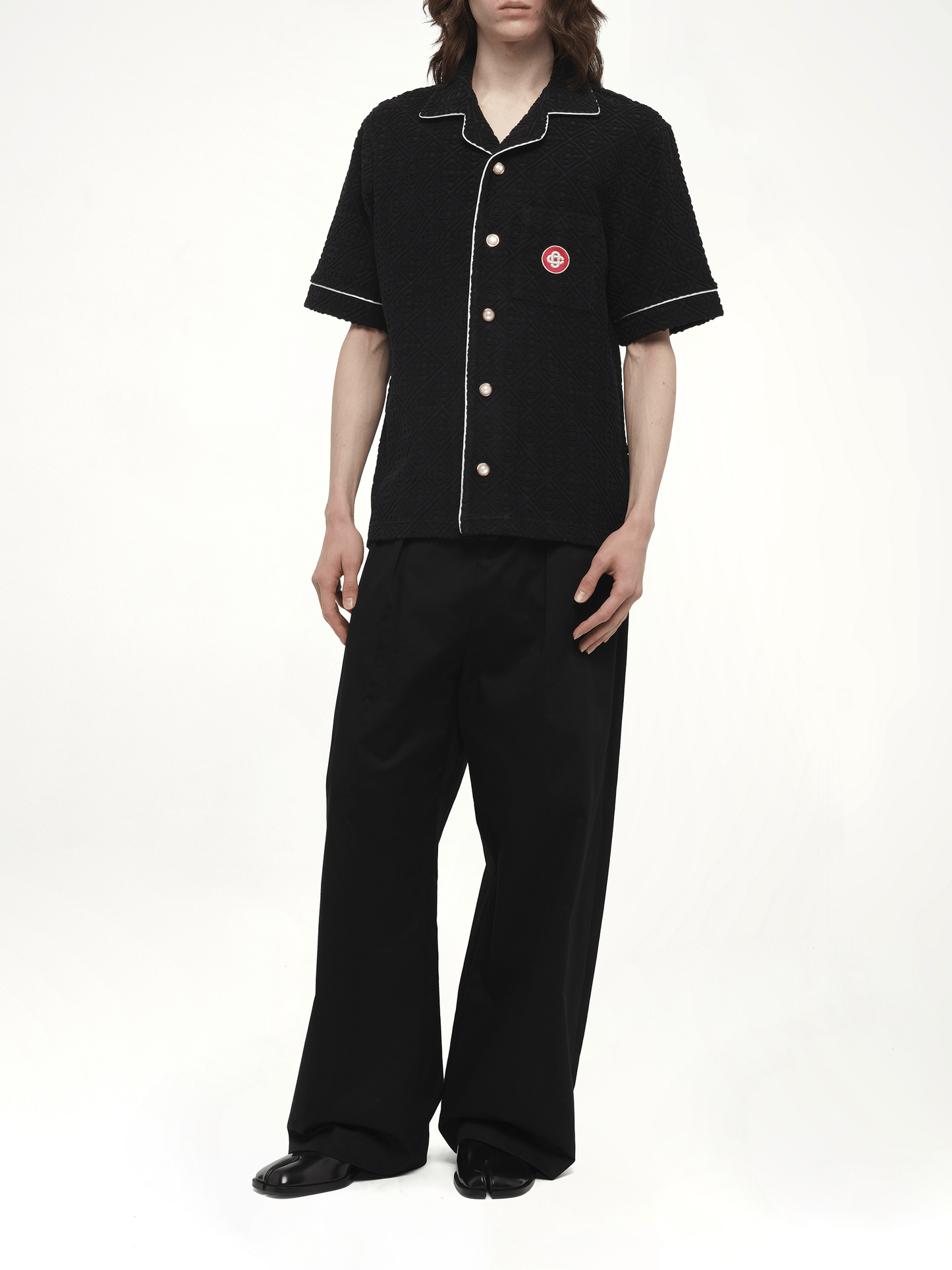 CASABLANCA Towelling Monogram Shirt (Black)