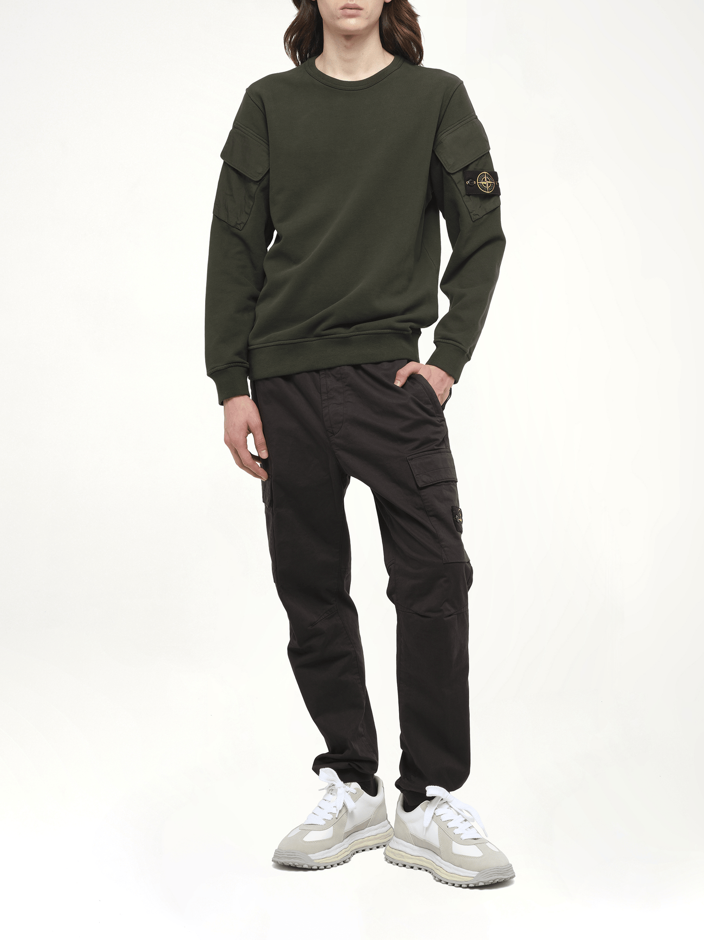 STONE ISLAND 610000 Cotton Fleece Sweatshirt (Green)