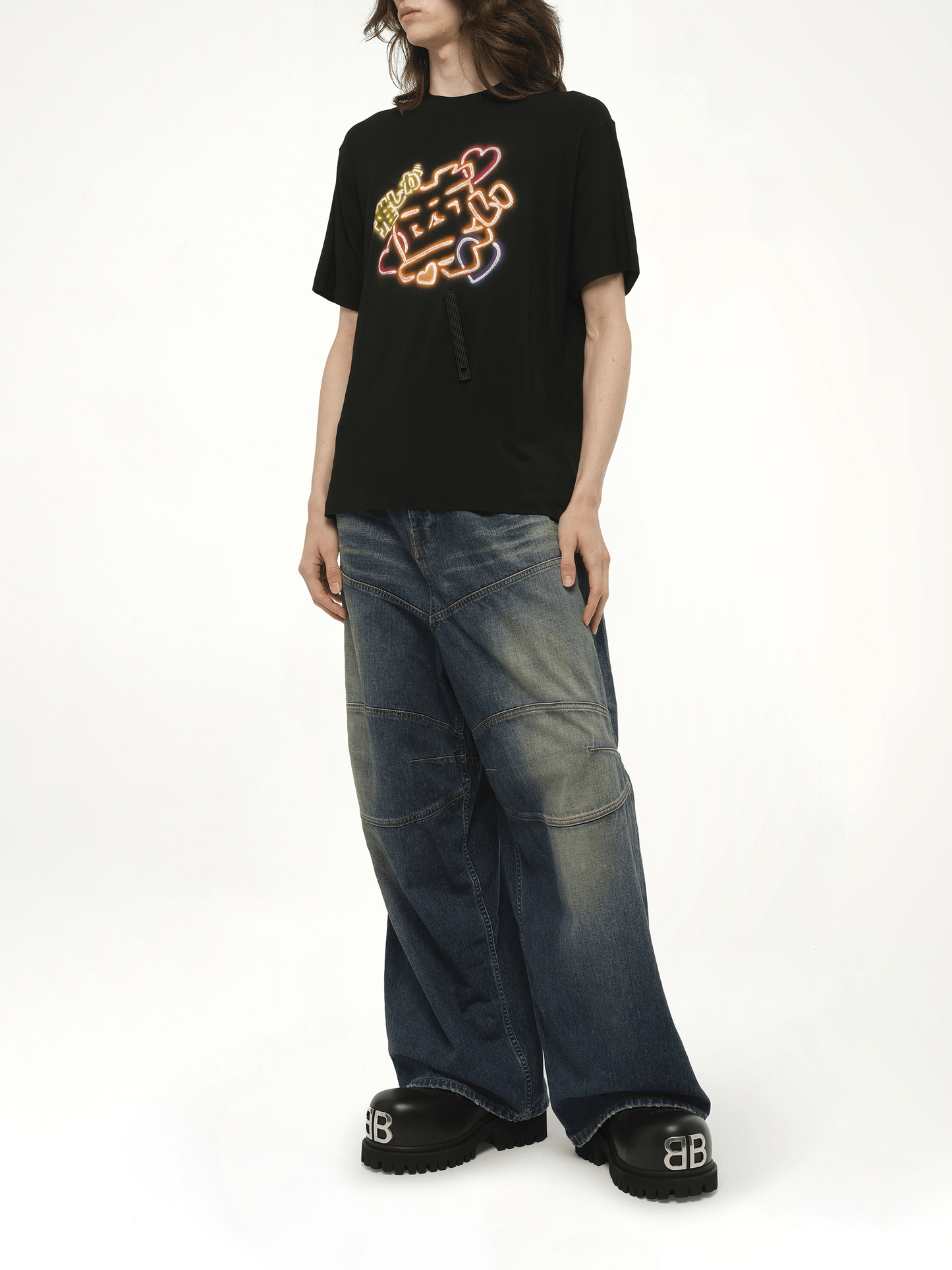 DOUBLET Big Japanese Neon Paint Fan Service T-Shirt (Black)