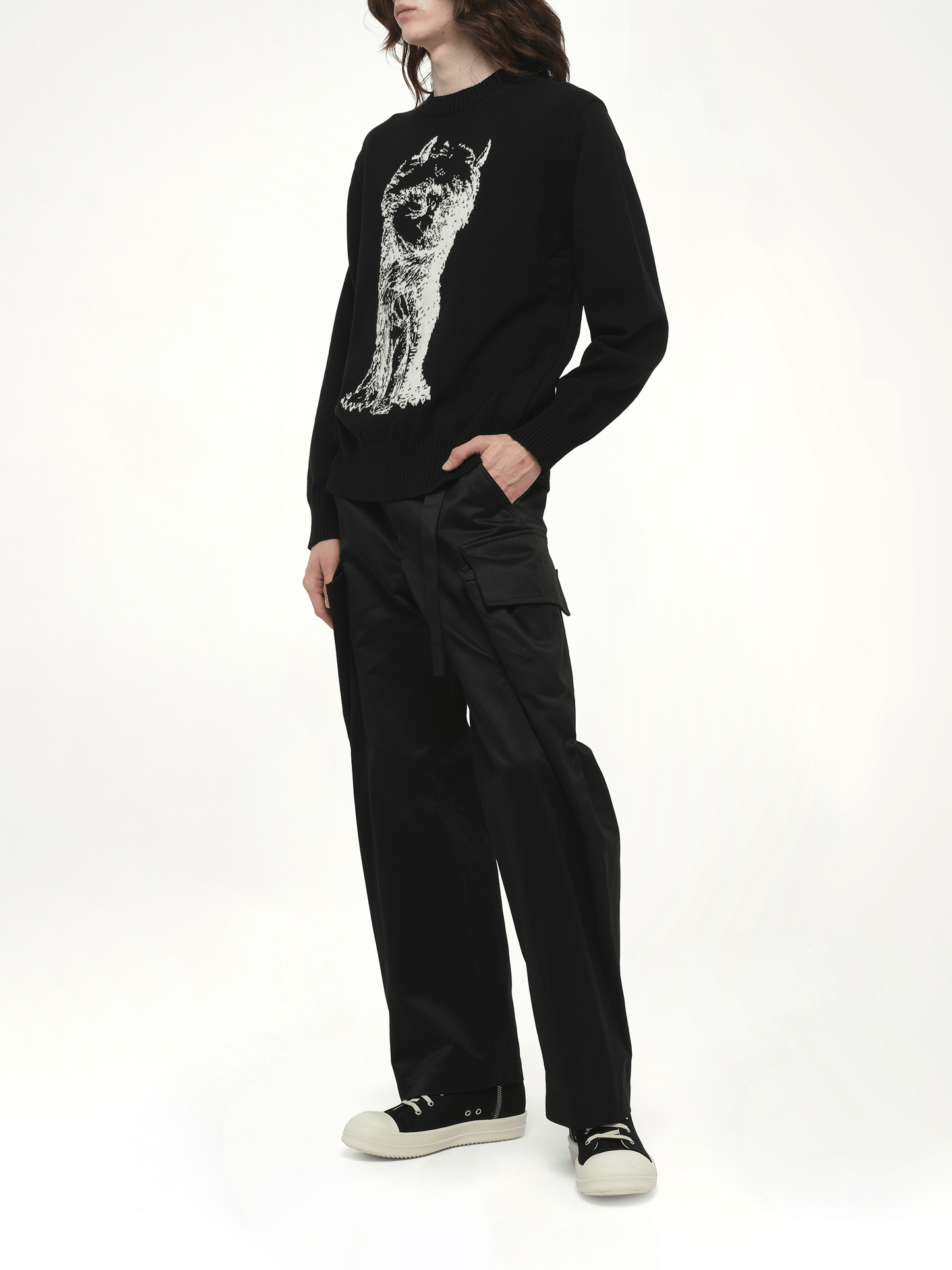 SACAI WHERE THE WILD THINGS ARE Wool Knit Pullover (Black)