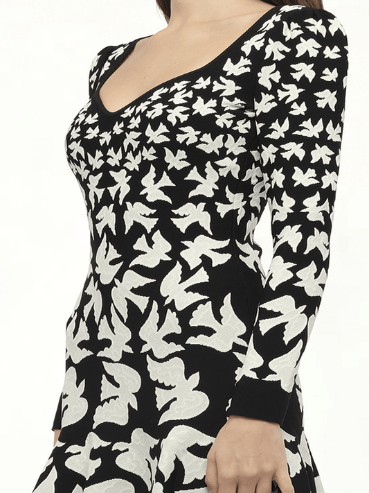 ALEXANDER MCQUEEN Knit Dress Birds (Black)