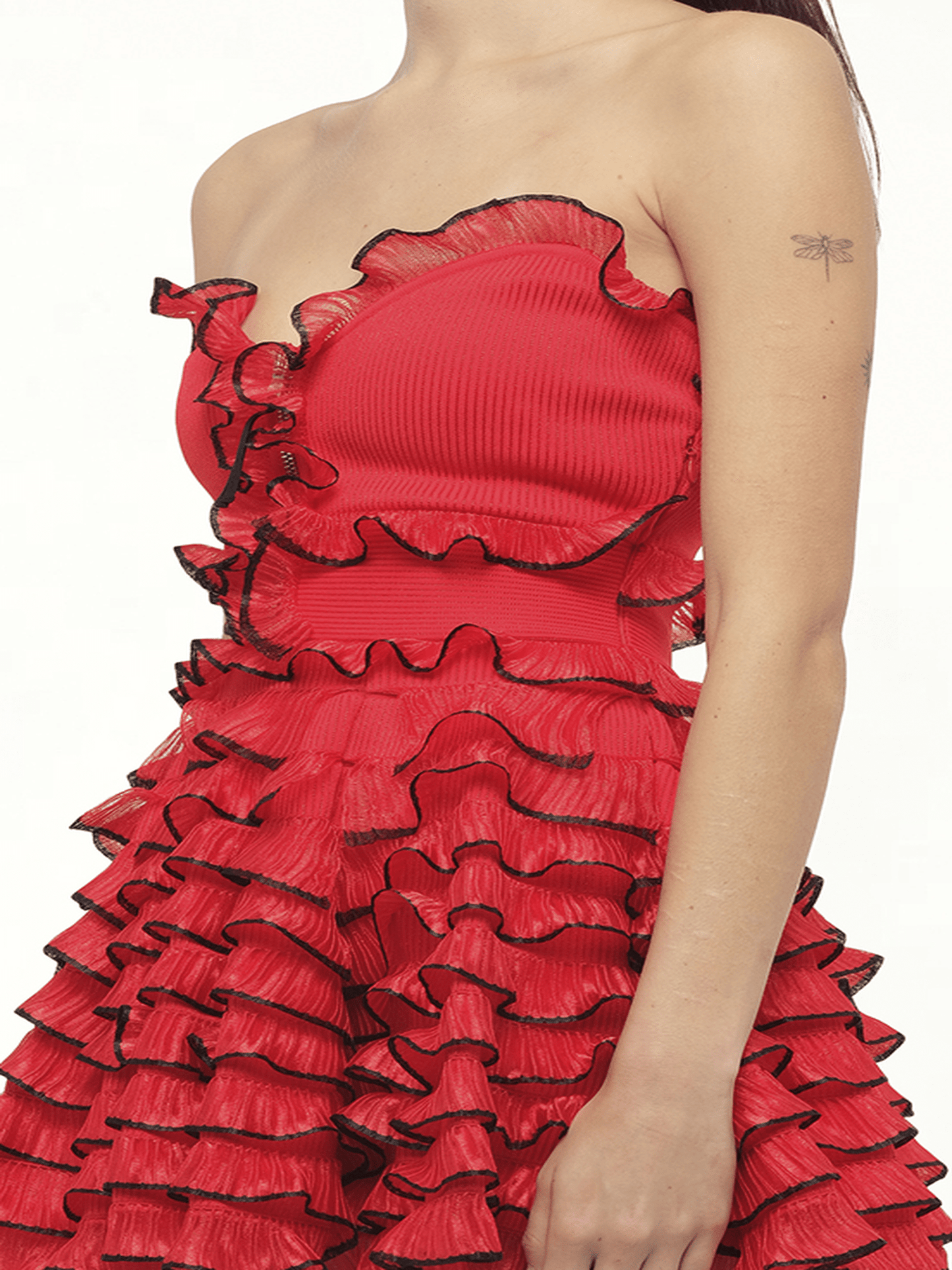 ALEXANDER MCQUEEN Off Shld Str Mini Dress (Red)