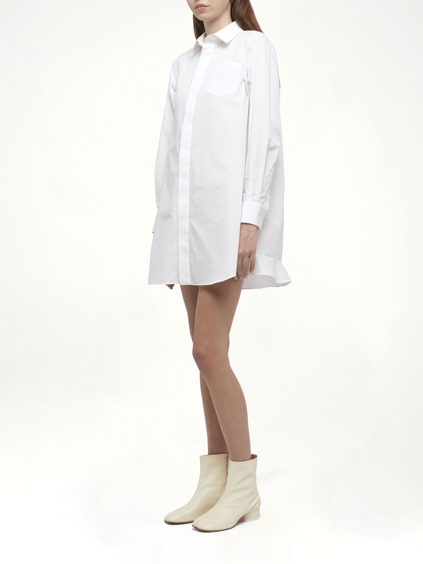 SACAI Frill Poplin Dress (White)