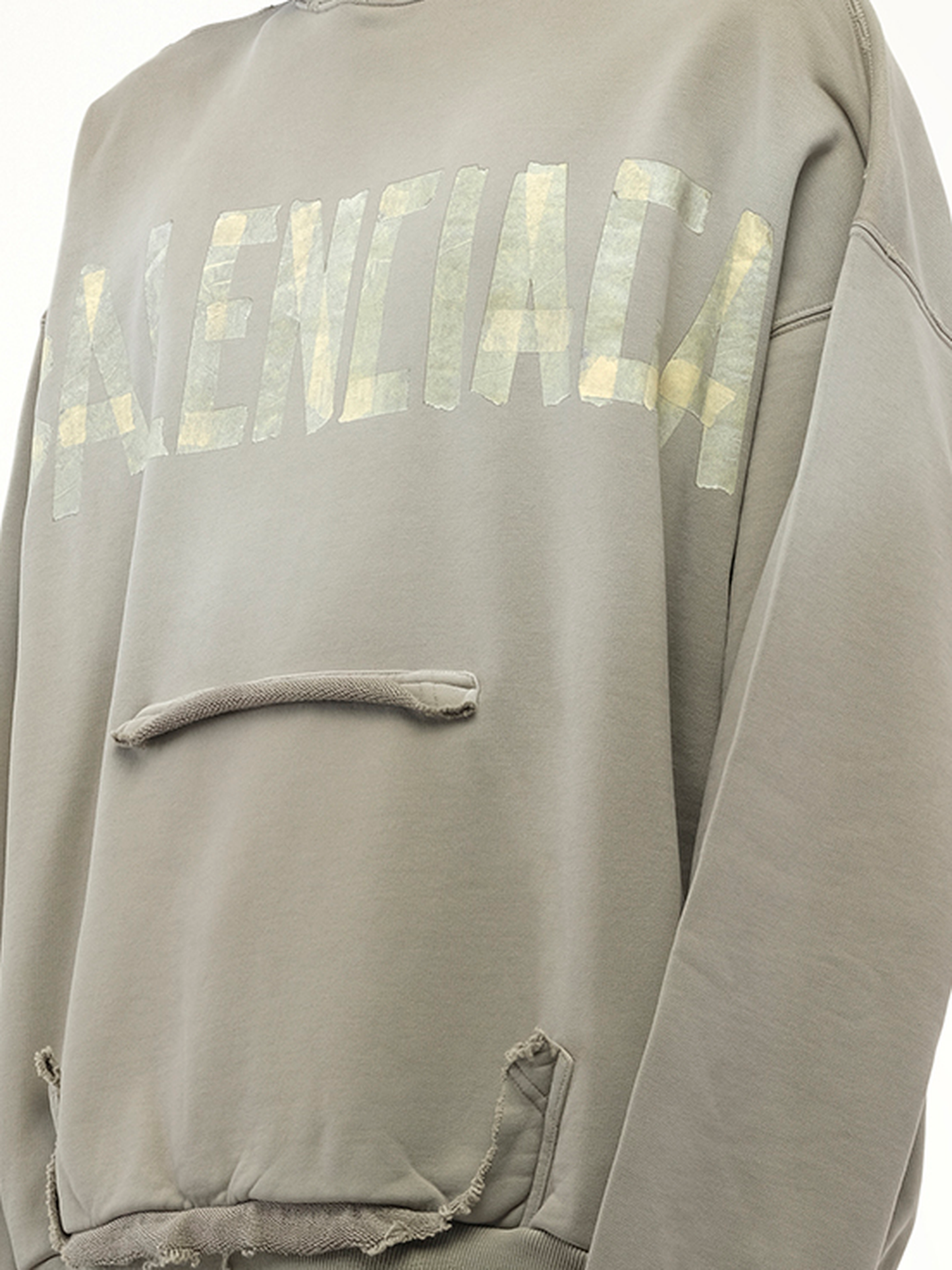 BALENCIAGA Tape Type Ripped Pocket Hoodie (Green)