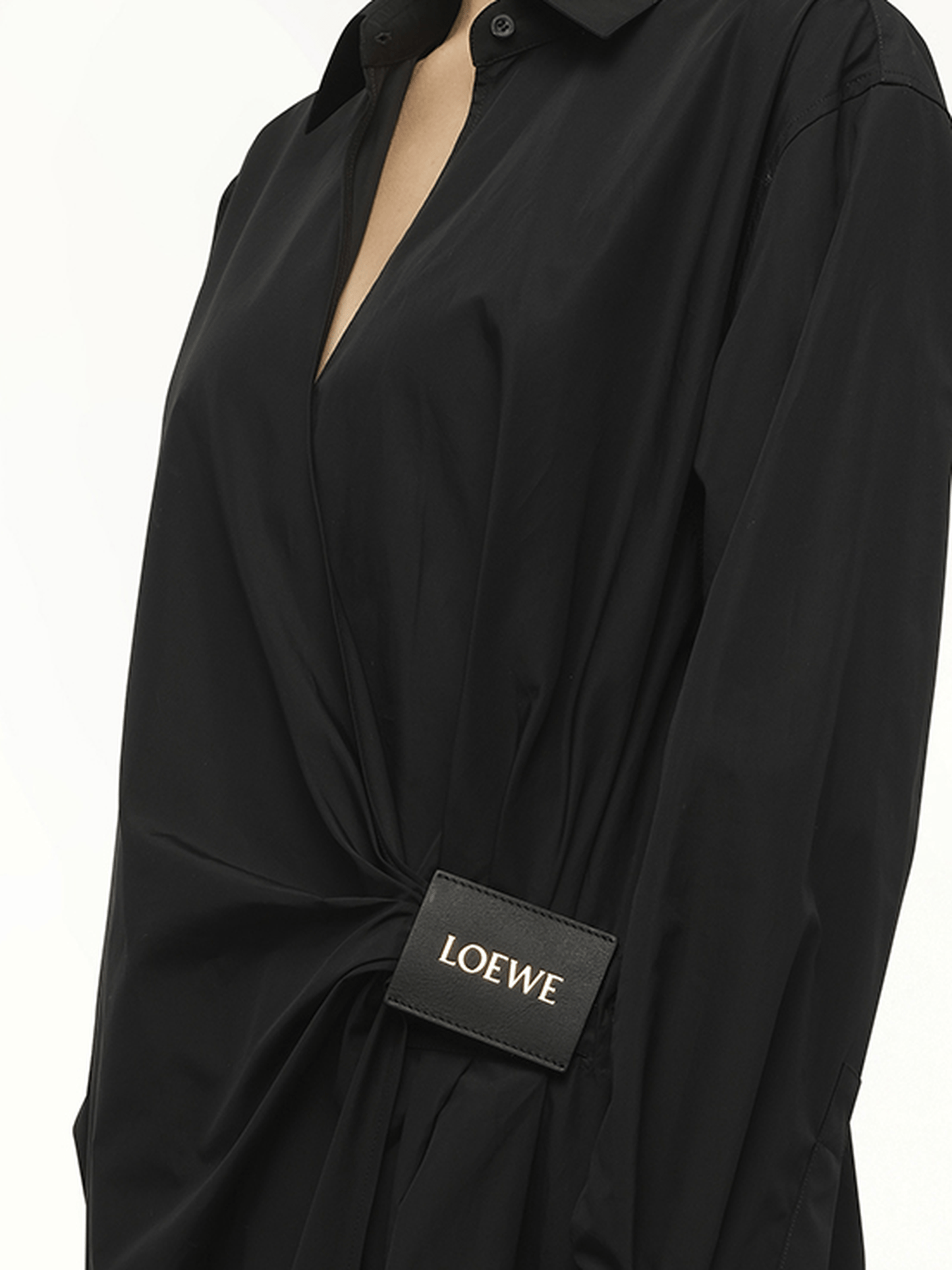 LOEWE Draped Shirt Dress (Black)