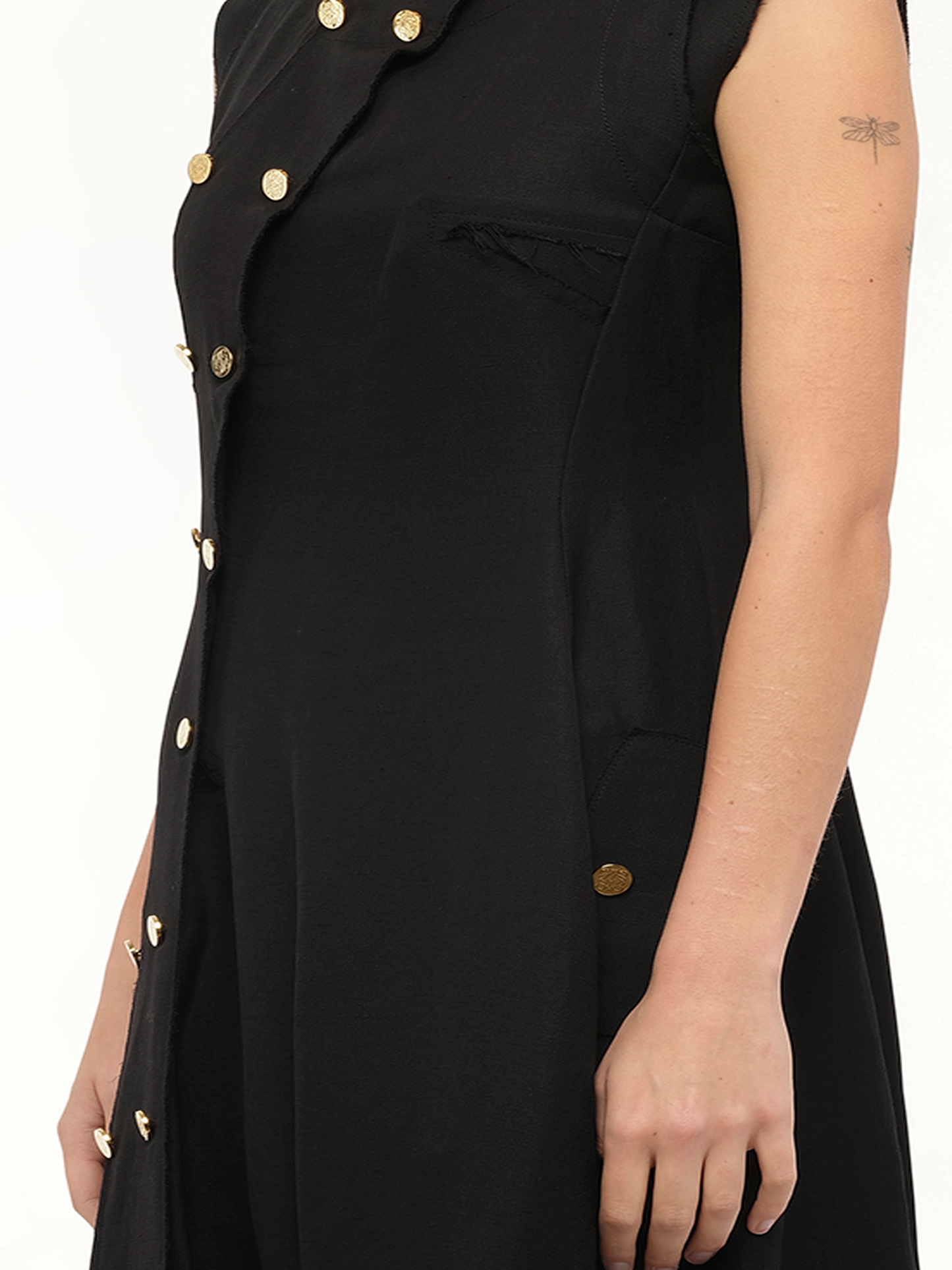 LOEWE Gold Button Sleeveless Dress (Black)
