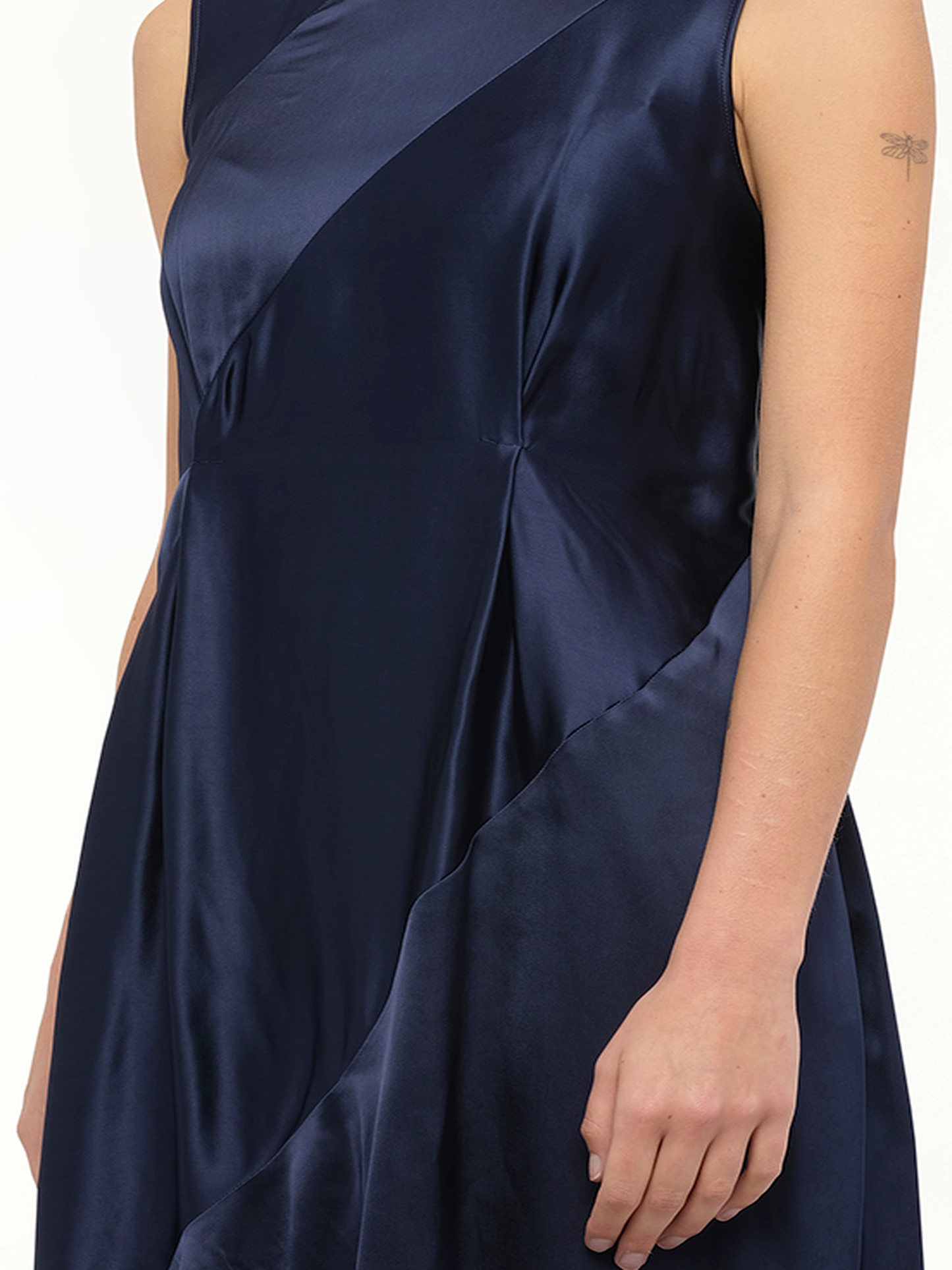 LOEWE Sleeveless Satin Dress (Navy)