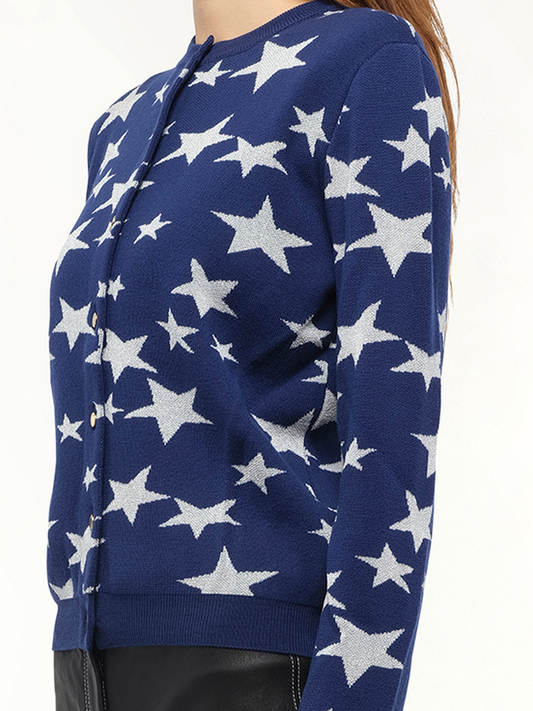 LOEWE Lurex Stars Cardigan (Navy)