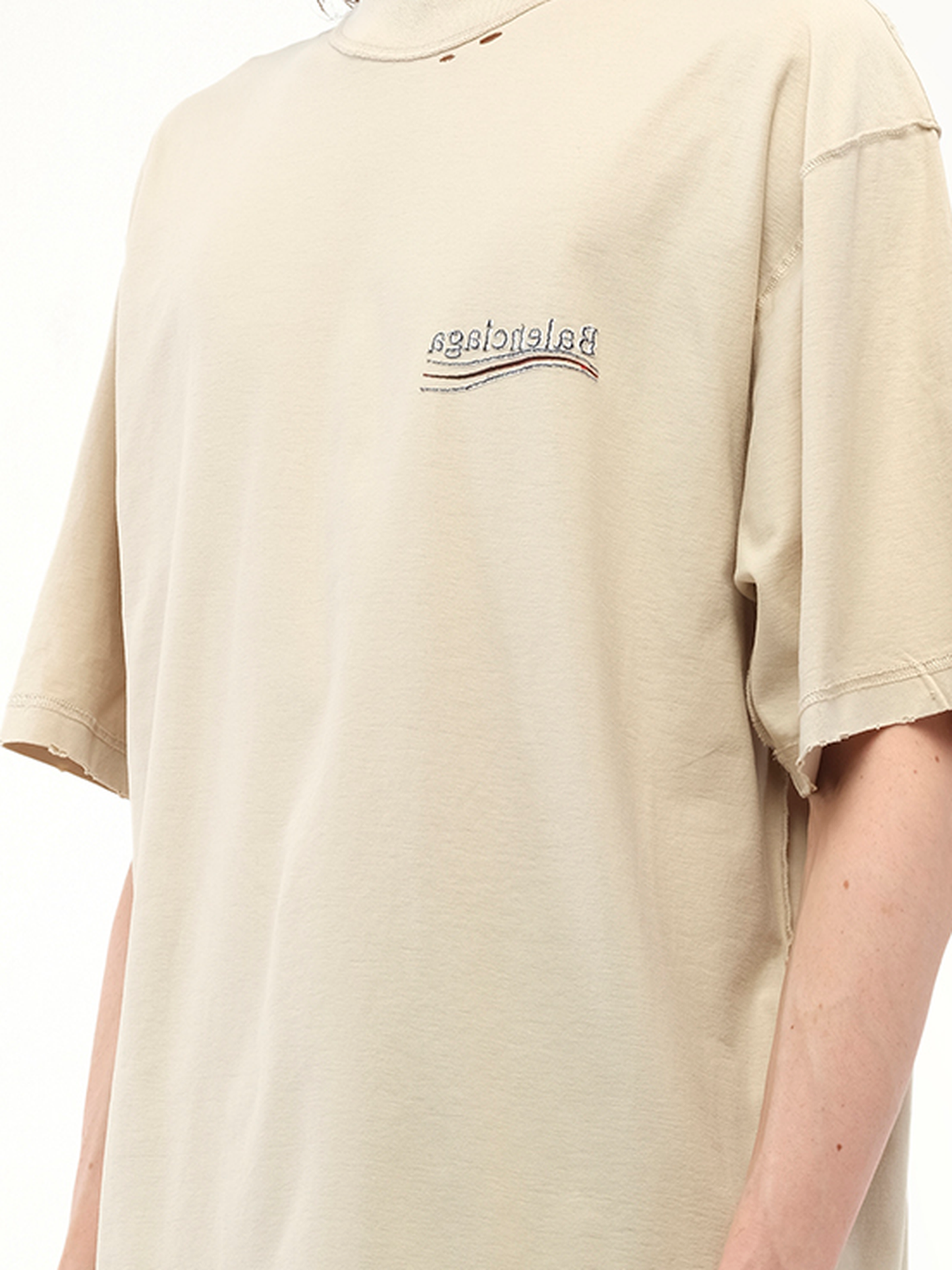 BALENCIAGA Political Inside-Out Large T-Shirt (Beige)