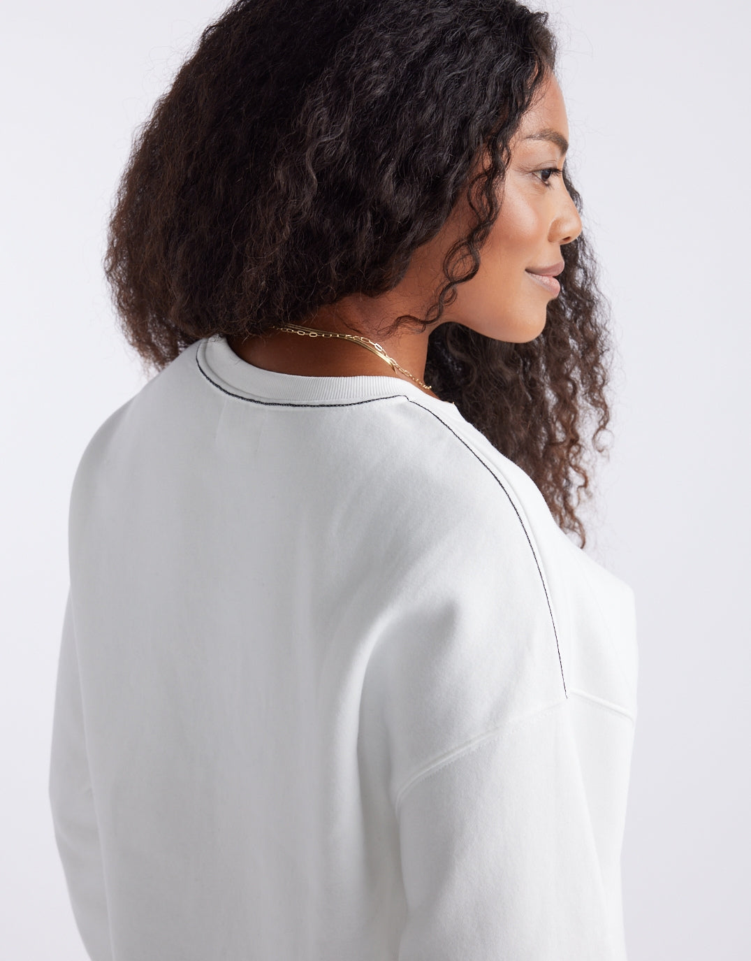 & Co. The Monogram Lounger Fleece Crew White (White)