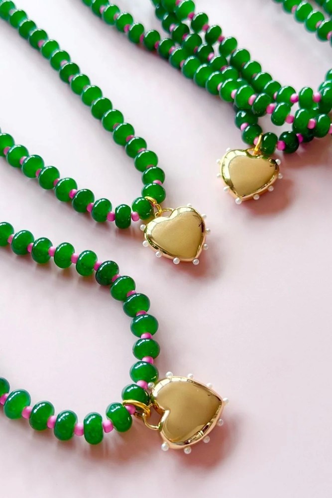 Image of Necklaces. Product name - Emerald Gem Necklace in Emerald colour by brand - Betty Basics