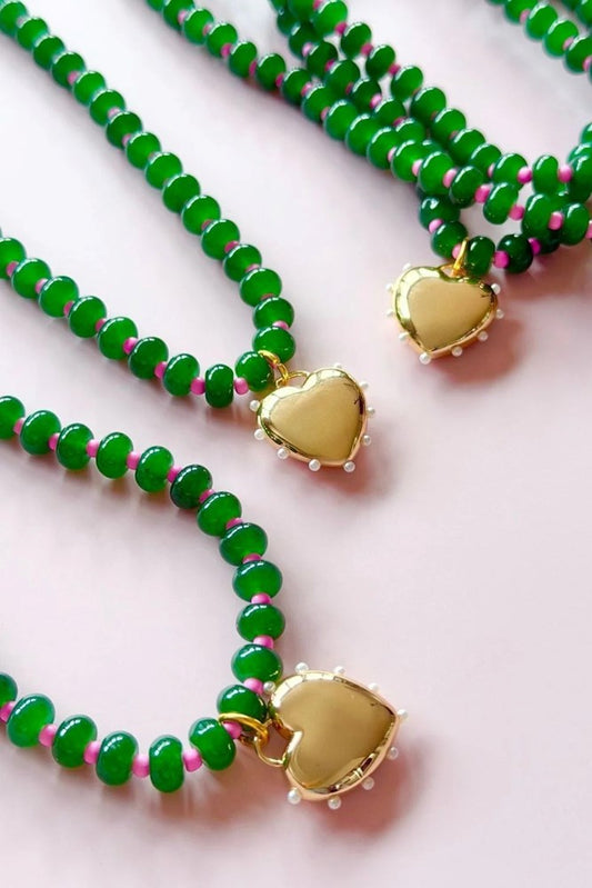 Image of Necklaces. Product name - Emerald Gem Necklace in Emerald colour by brand - Betty Basics