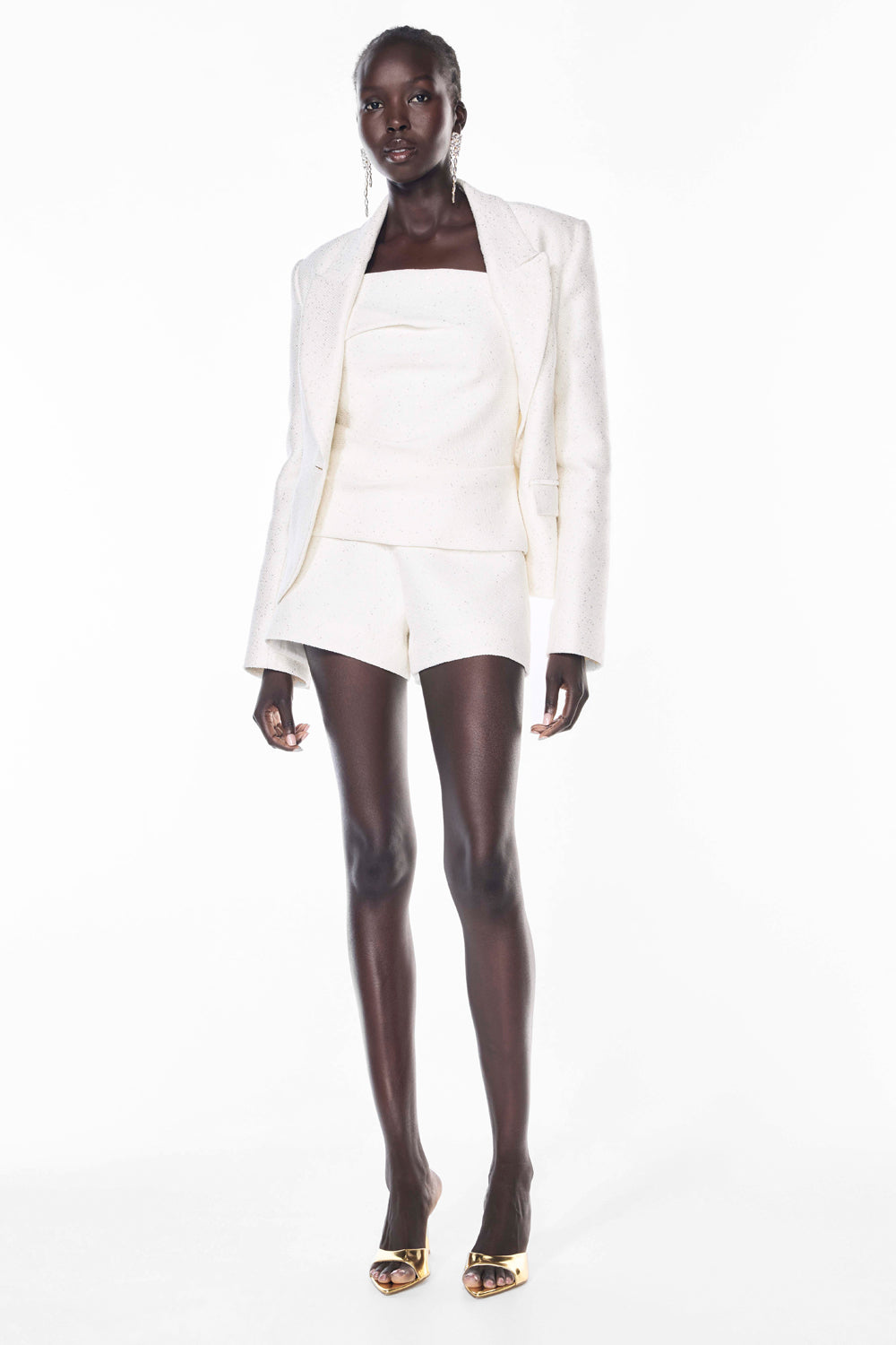 Image of a model wearing Tops. Productname: Prized Pieces Bustier in WHITE colour by brand - Manning Cartell