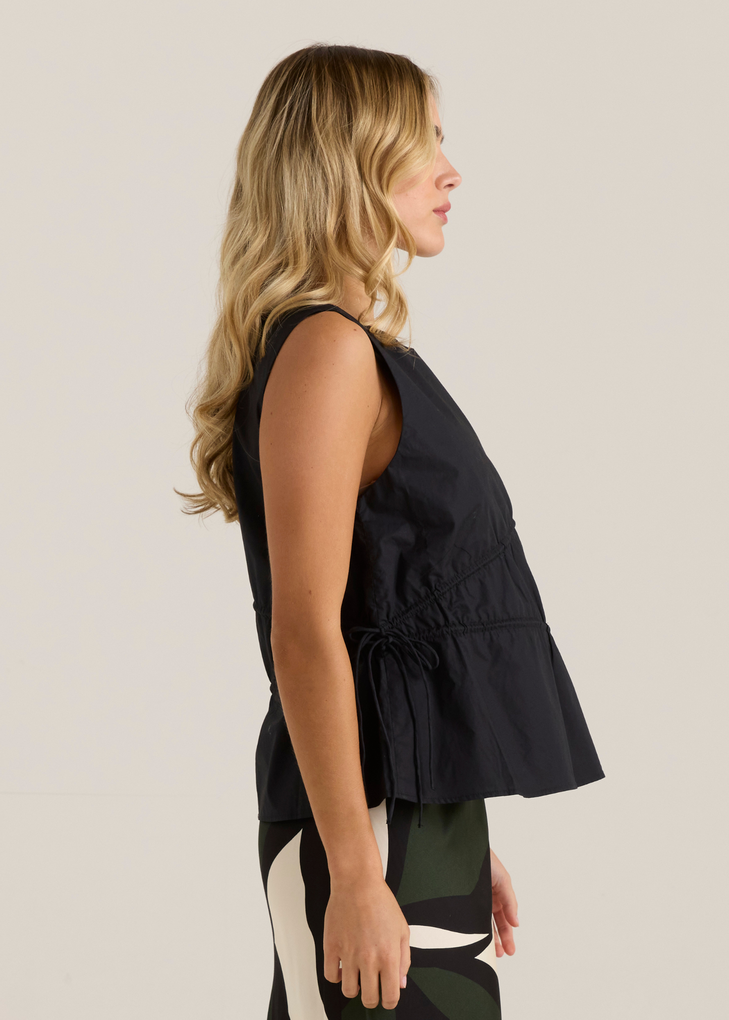 Sass Clothing Elin Gathered Tie Top (Black)