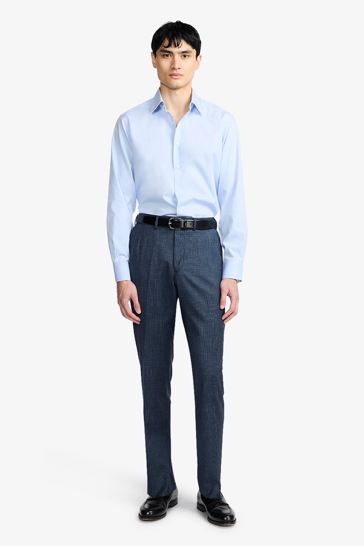 Image of Shirts. Product name - Norris Formal Shirt Blue Herringbone in Blue colour by brand - Anthony Squires