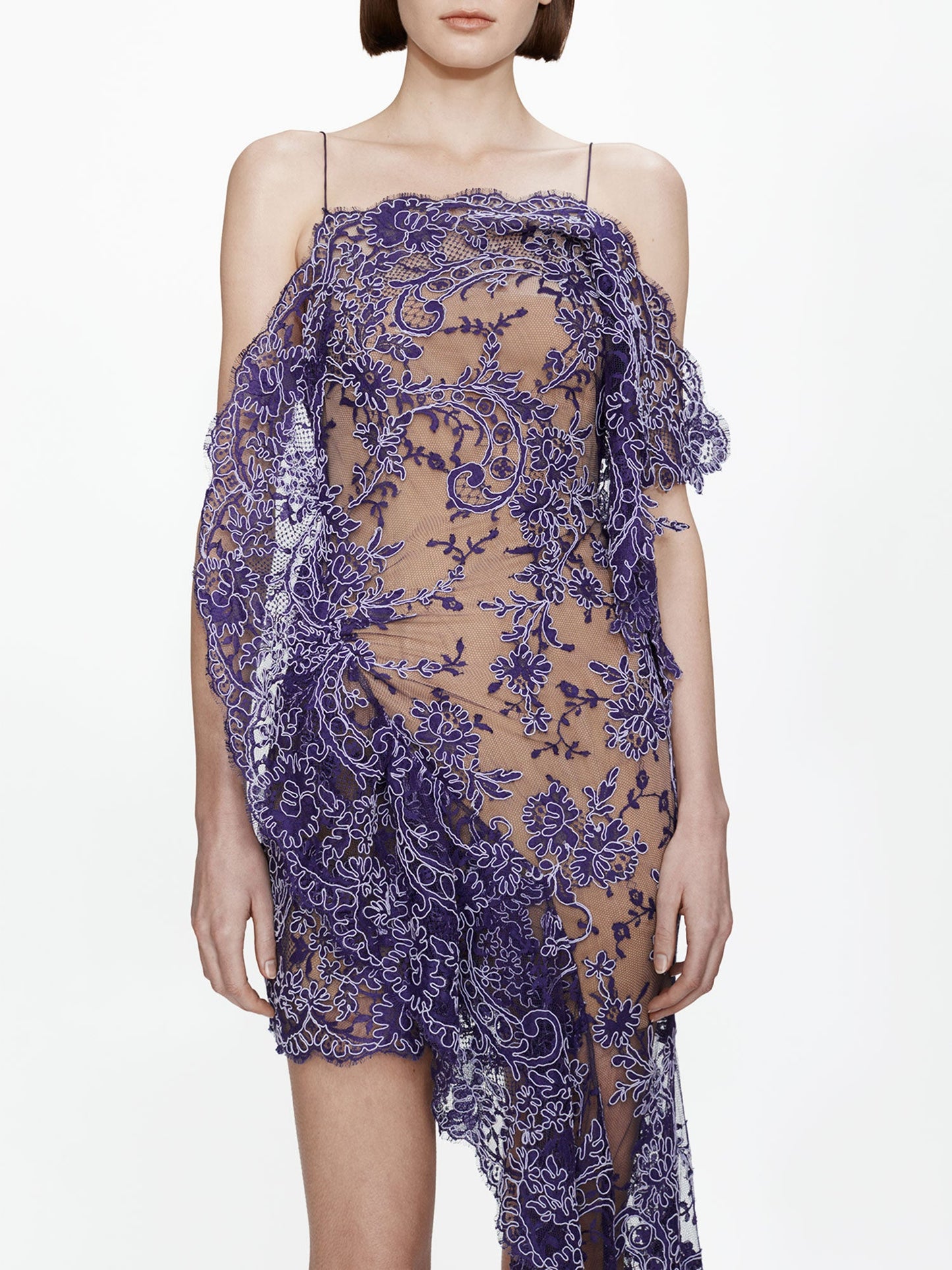 CHRISTOPHER ESBER Iris Floating Lace Suspend Mini Dress (Viola)