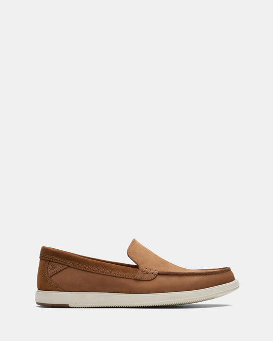 Image of Flats. Productname: Bratton Loafer Dark Tan Nubuck in Dark Tan Nubuck colour by brand - Clarks