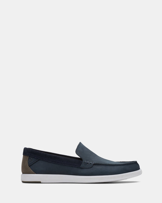 Image of Flats. Productname: Bratton Loafer Navy Nubuck in Navy Nubuck colour by brand - Clarks