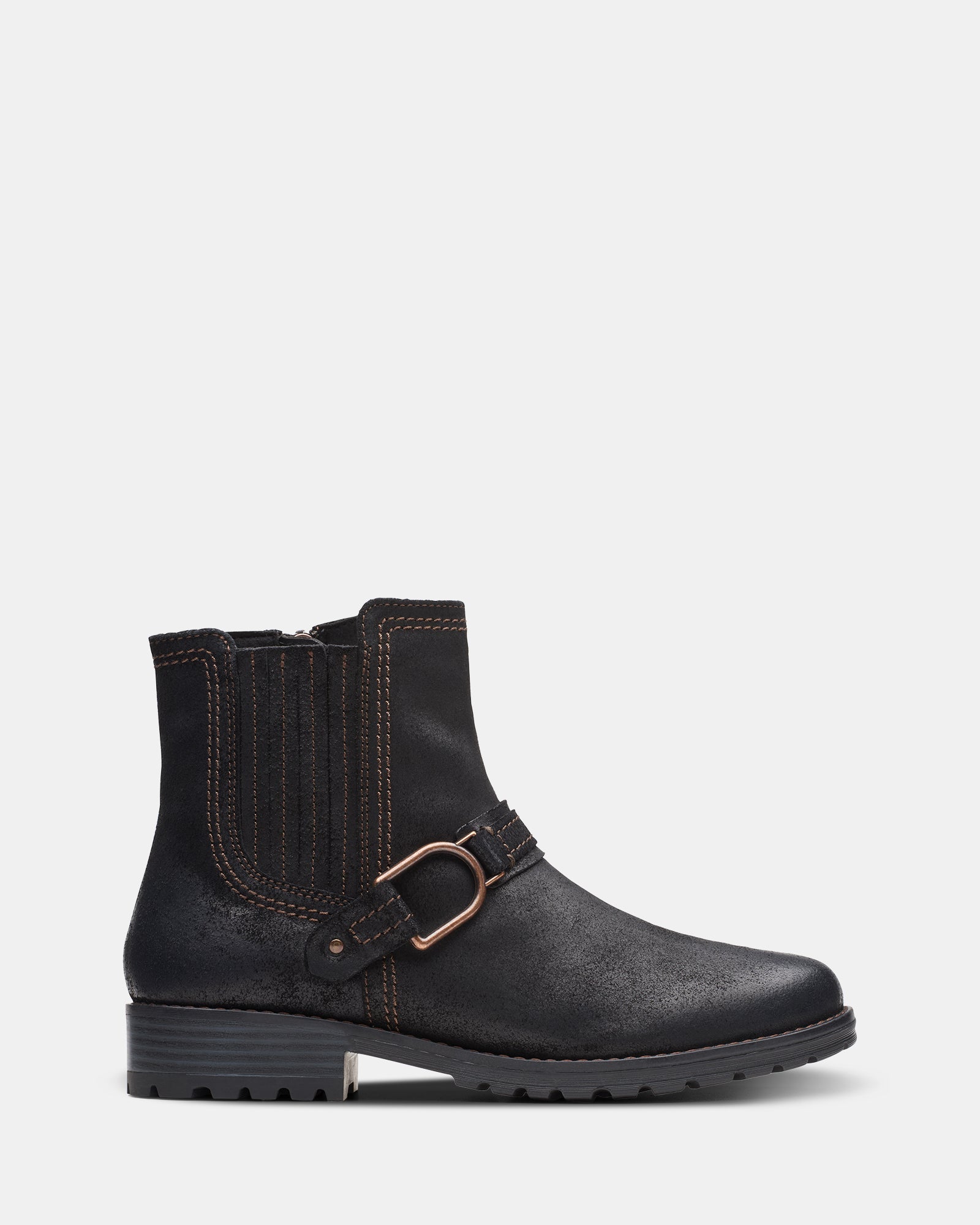 Image of Boots. Productname: Aspra Buckle Black Suede in Black Suede colour by brand - Clarks