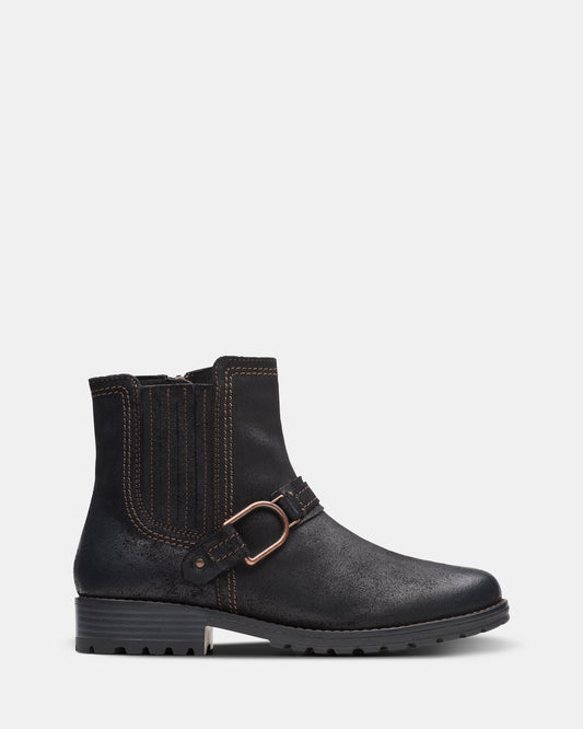Image of Boots. Productname: Aspra Buckle Black Suede in Black Suede colour by brand - Clarks