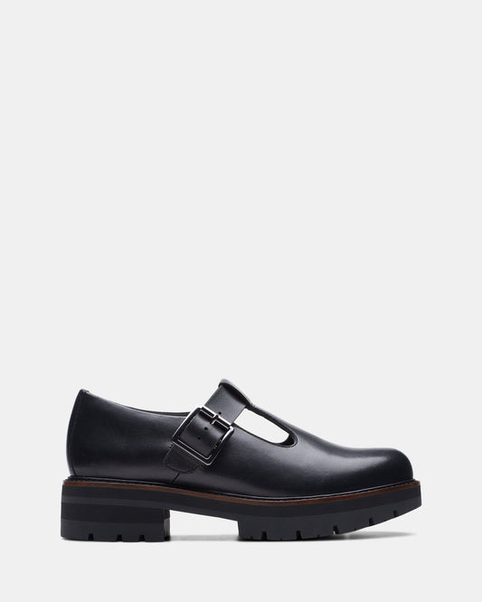 Image of Footwear. Productname: Orianna Bar Black Leather in Black Leather colour by brand - Clarks