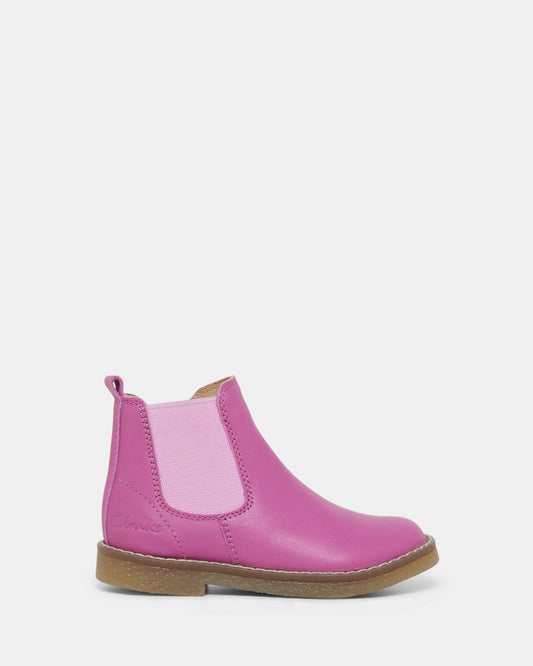 Image of Boots. Productname: Chelsea II Junior Dark Mauve in Dark Mauve colour by brand - Clarks