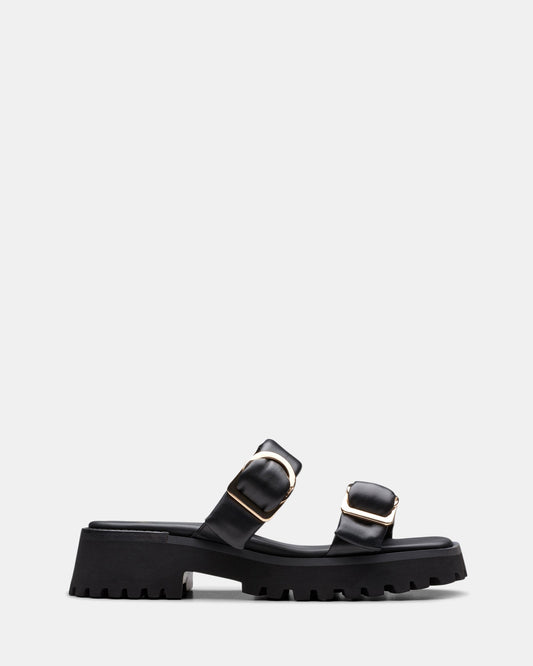 Image of Sandals. Productname: Stayso Stripe Black Leather in Black Leather colour by brand - Clarks
