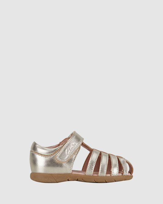 Image of Sandals. Productname: Shelly Gold in Gold colour by brand - Clarks