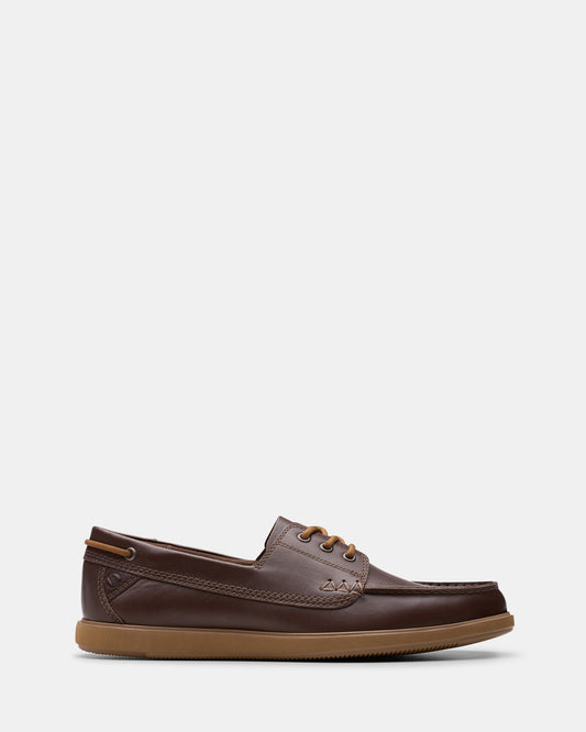 Image of Footwear. Productname: Bratton Boat Dark Brown Leather in Dark Brown Leather colour by brand - Clarks