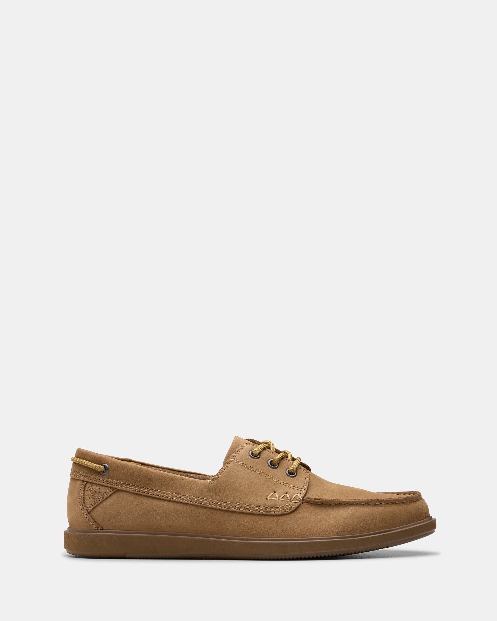 Image of Footwear. Productname: Bratton Boat Dark Sand Nubuck in Dark Sand Nubuck colour by brand - Clarks