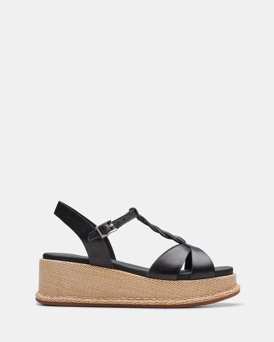 Image of Sandals. Productname: Kimmei Twist Black Leather in Black Leather colour by brand - Clarks