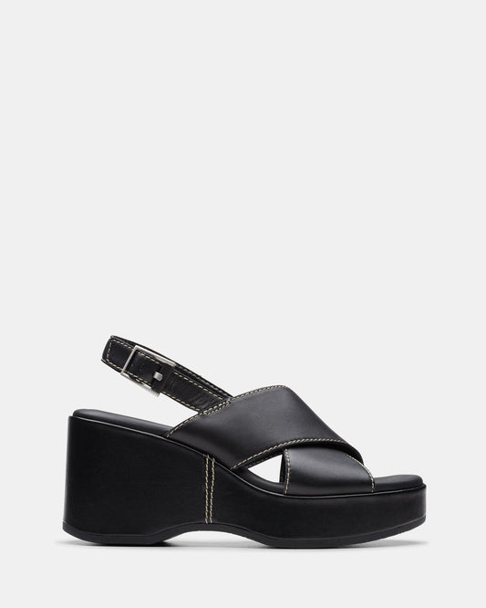 Image of Sandals. Productname: Manon Wish Black Leather in Black Leather colour by brand - Clarks