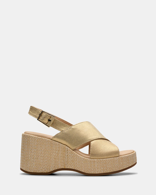 Image of Sandals. Productname: Manon Wish Gold Leather in Gold Leather colour by brand - Clarks
