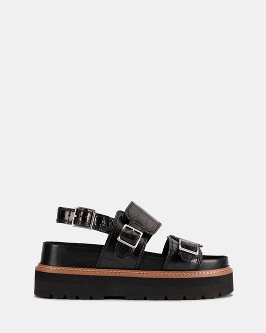 Image of Sandals. Productname: Orianna Glide Black Interest in Black Interest colour by brand - Clarks
