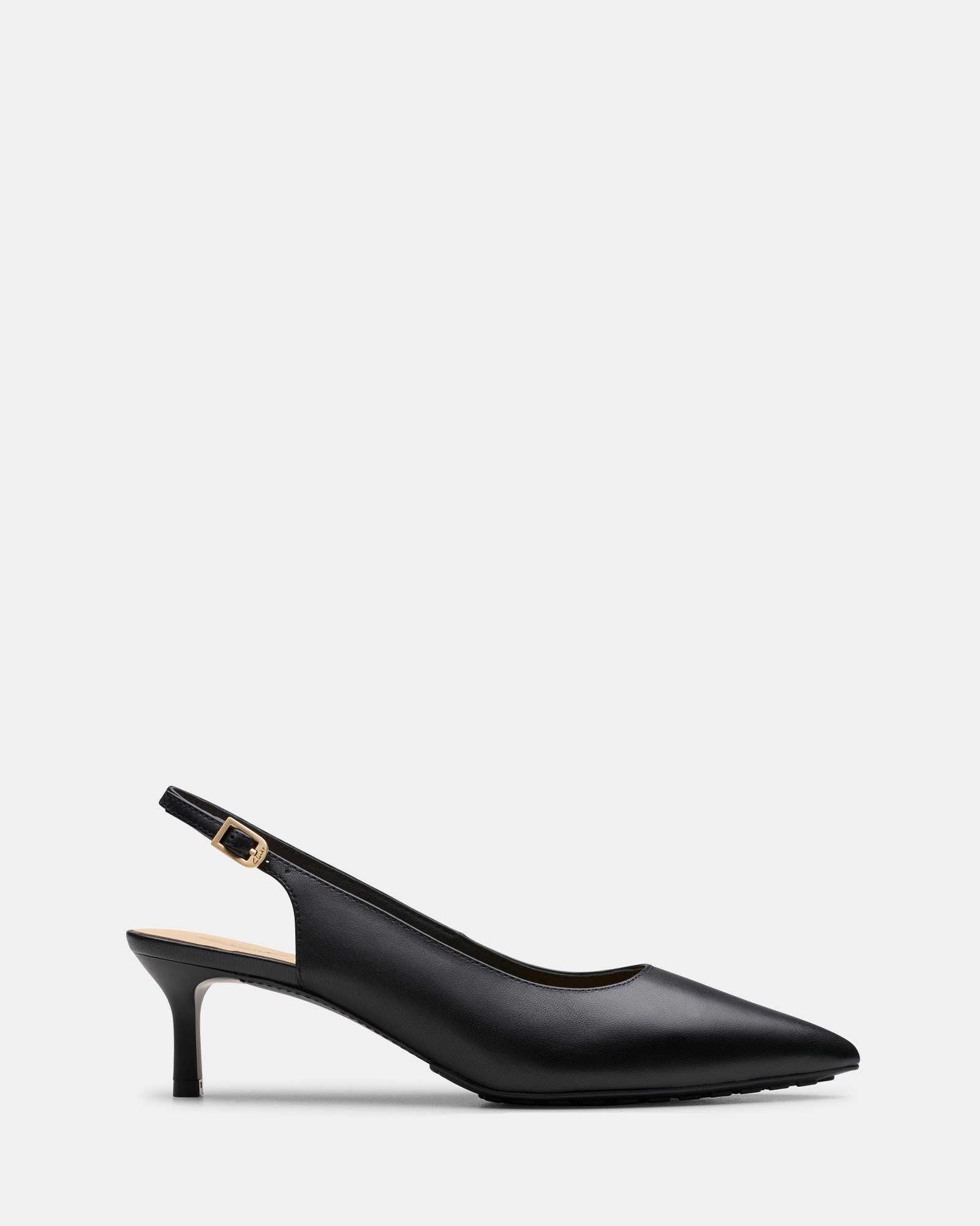 Image of Heels. Productname: Adela Sling Black Leather in Black Leather colour by brand - Clarks