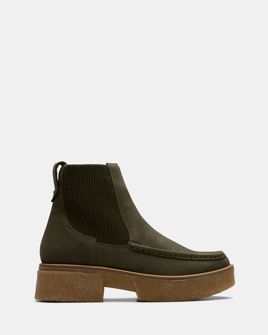 Image of a model wearing Tops. Productname: Linoso Top Dark Green Nubuck in Dark Green Nubuck colour by brand - Clarks