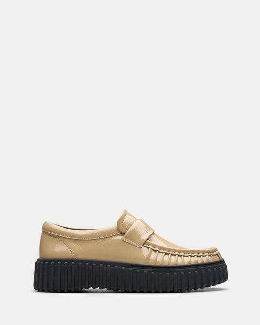 Image of Flats. Productname: Torhill Mocc Beige Patent in Beige Patent colour by brand - Clarks