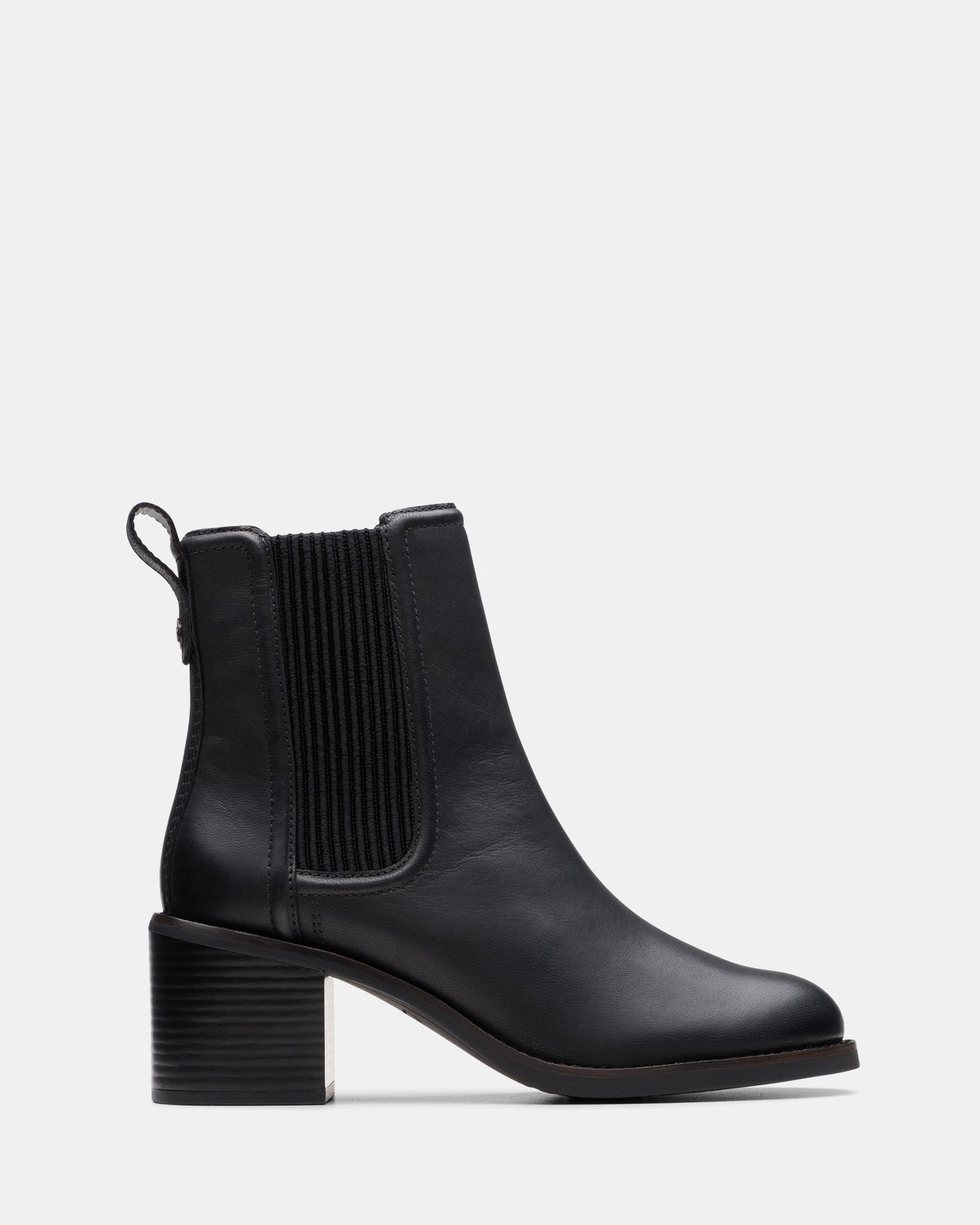 Image of a model wearing Tops. Productname: Chamberly Top Black Leather in Black Leather colour by brand - Clarks