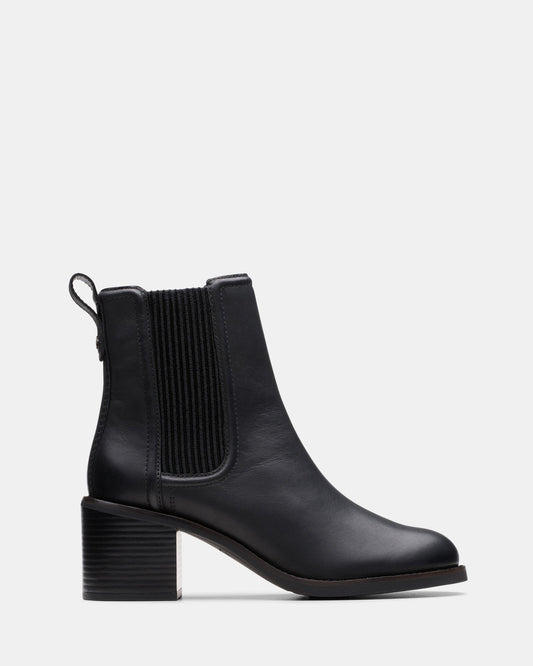 Image of a model wearing Tops. Productname: Chamberly Top Black Leather in Black Leather colour by brand - Clarks