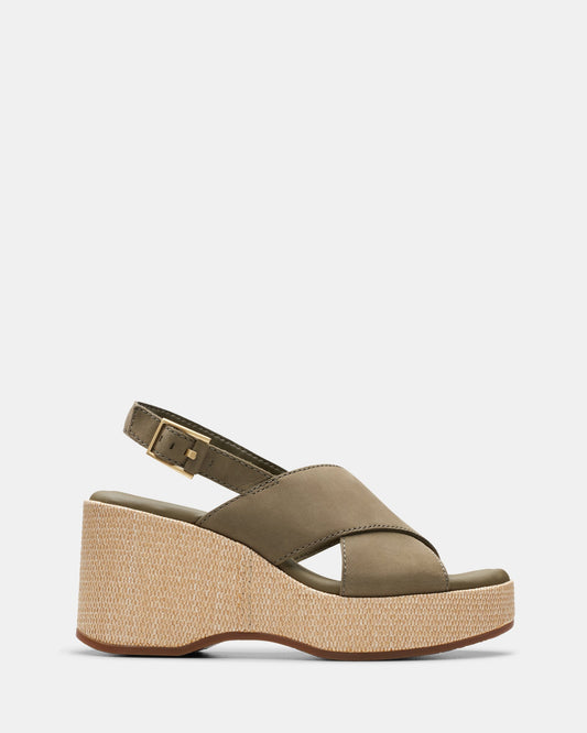 Image of Sandals. Productname: Manon Wish Olive Nubuck in Olive Nubuck colour by brand - Clarks
