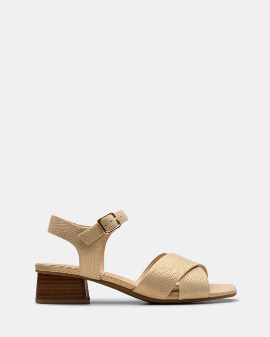 Image of Sandals. Productname: Serina35 Cross Gold Leather in Gold Leather colour by brand - Clarks