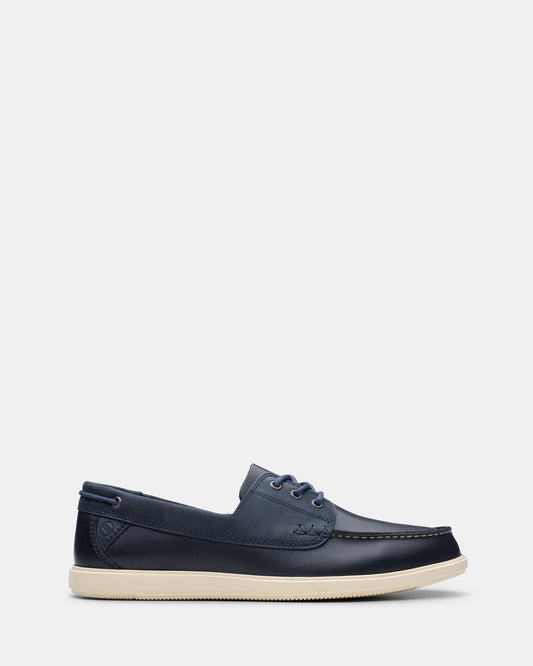 Image of Footwear. Productname: Bratton Boat Navy Leather in Navy Leather colour by brand - Clarks