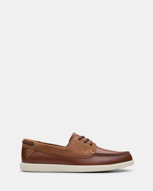 Image of Footwear. Productname: Bratton Boat Dark Tan Leather in Dark Tan Leather colour by brand - Clarks