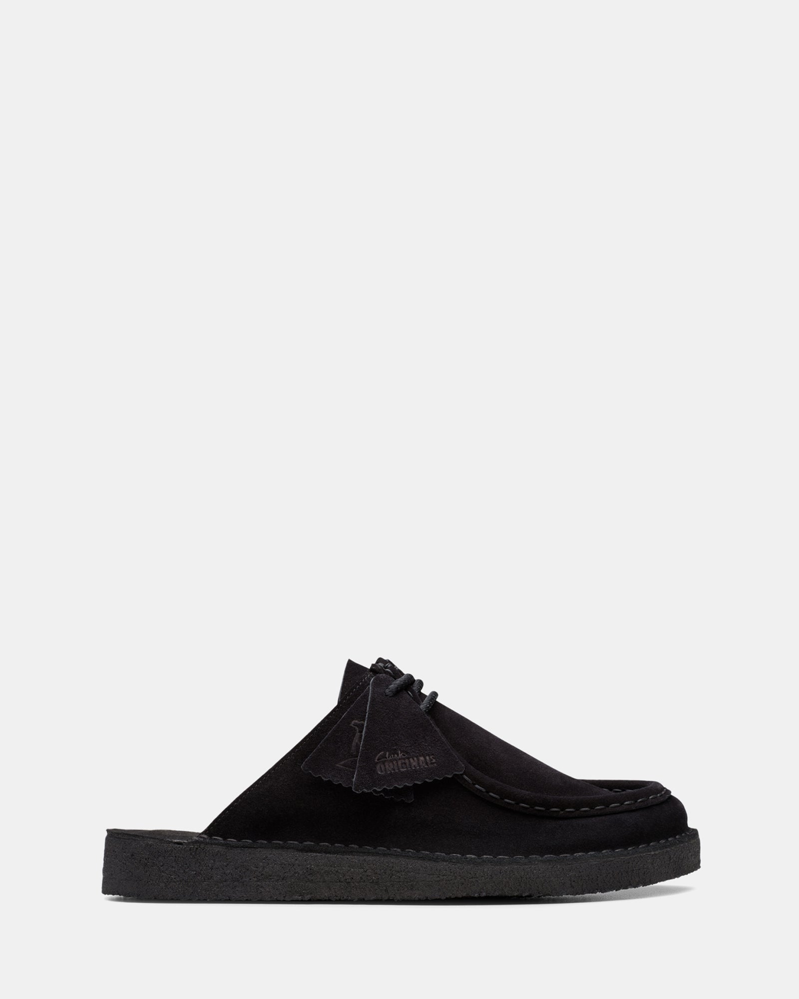 Image of Sandals. Productname: Desert Nomad Mule (m) Black Suede in Black Suede colour by brand - Clarks Originals