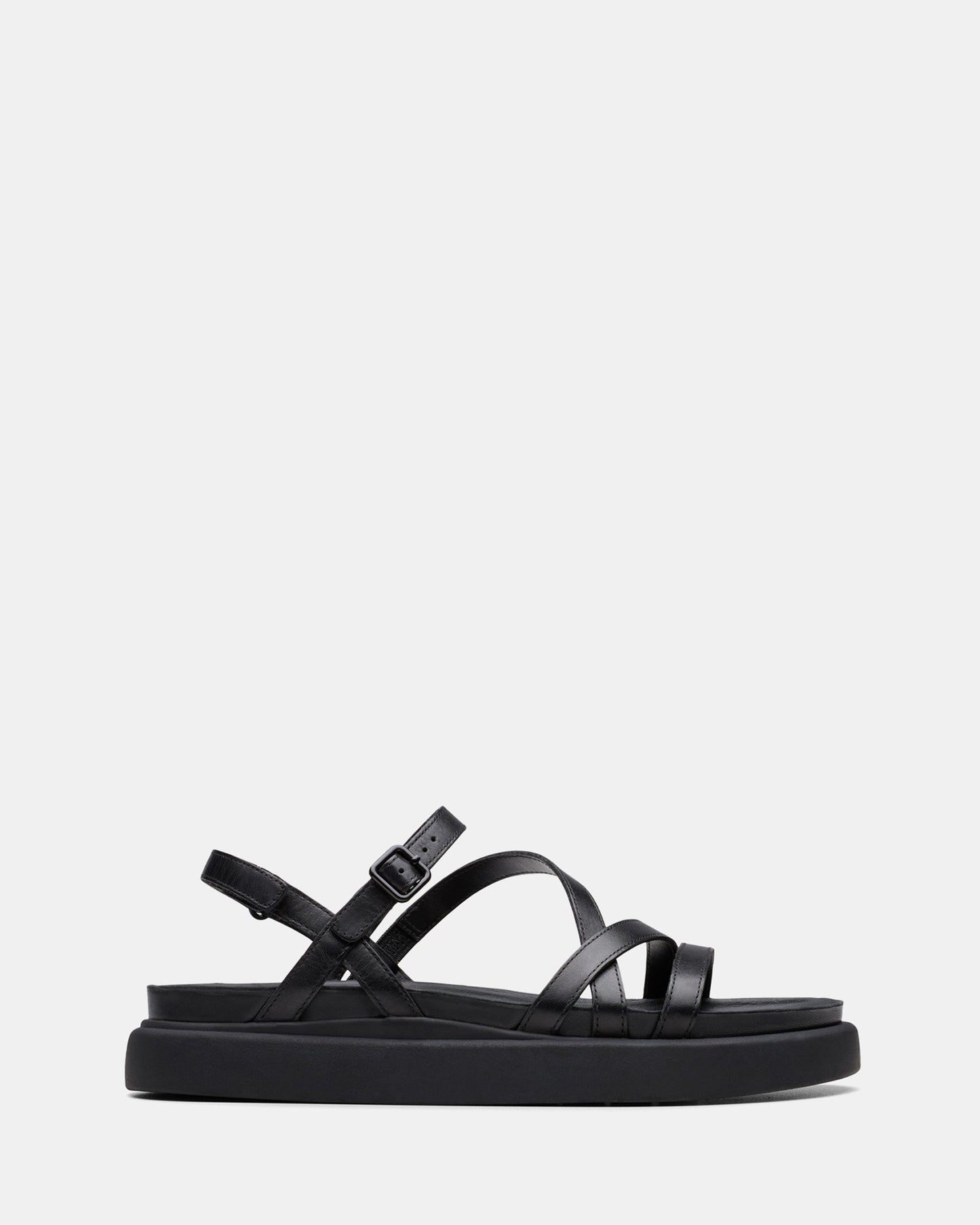 Image of Sandals. Productname: Aristella Rose Black Leather in Black Leather colour by brand - Clarks