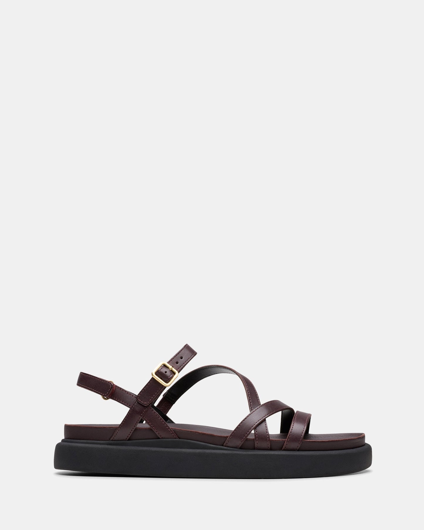 Image of Sandals. Productname: Aristella Rose Wine Leather in Wine Leather colour by brand - Clarks