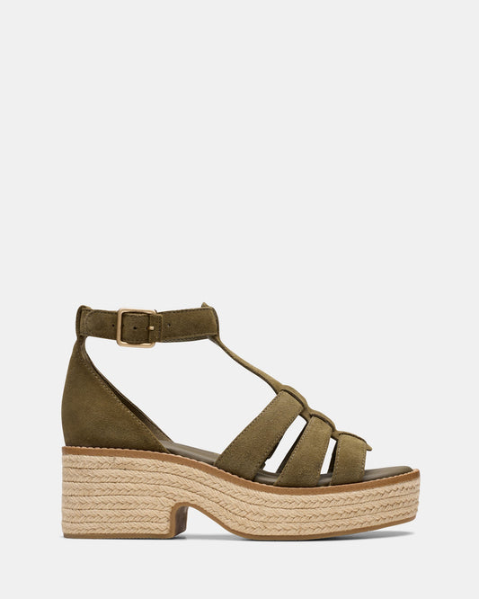 Image of Sandals. Productname: Coledale Sun Dark Olive Suede in Dark Olive Suede colour by brand - Clarks