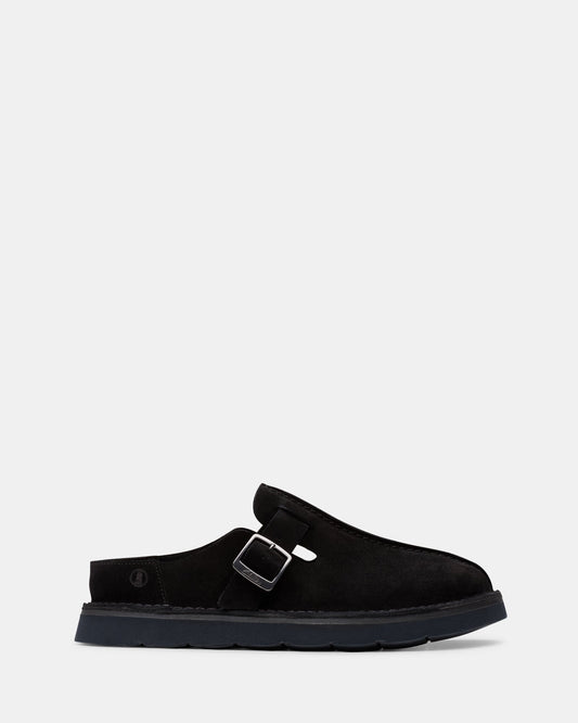 Image of Sandals. Productname: Solsbury Mule Black Suede in Black Suede colour by brand - Clarks