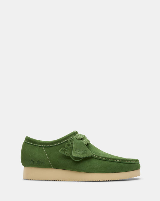 Image of Footwear. Productname: Wallabee 2604 (m) Green Suede in Green Suede colour by brand - Clarks Originals