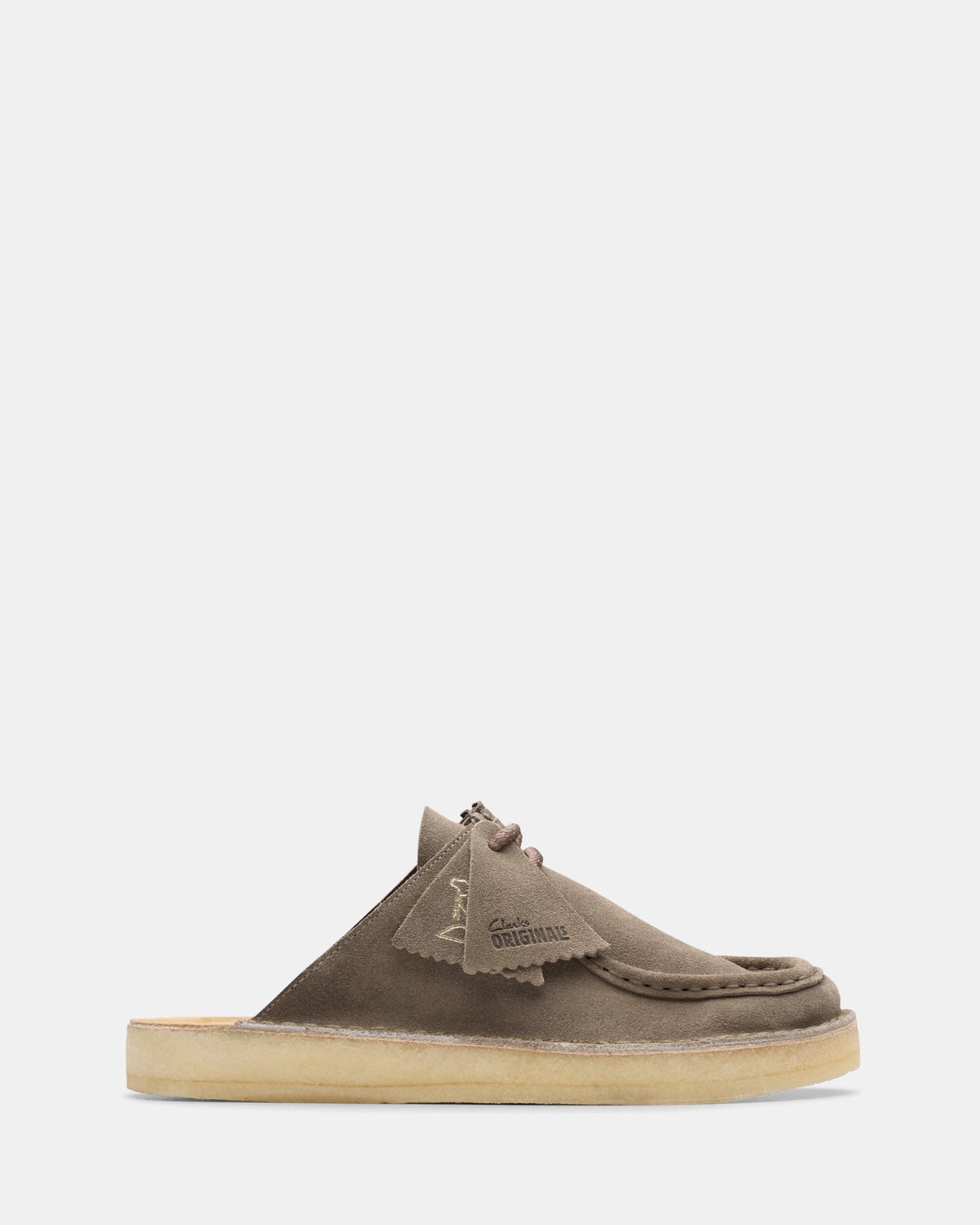 Image of Sandals. Productname: Desert Nomad Mule (m) Grey/Sage Suede in Grey, Sage Suede colour by brand - Clarks Originals